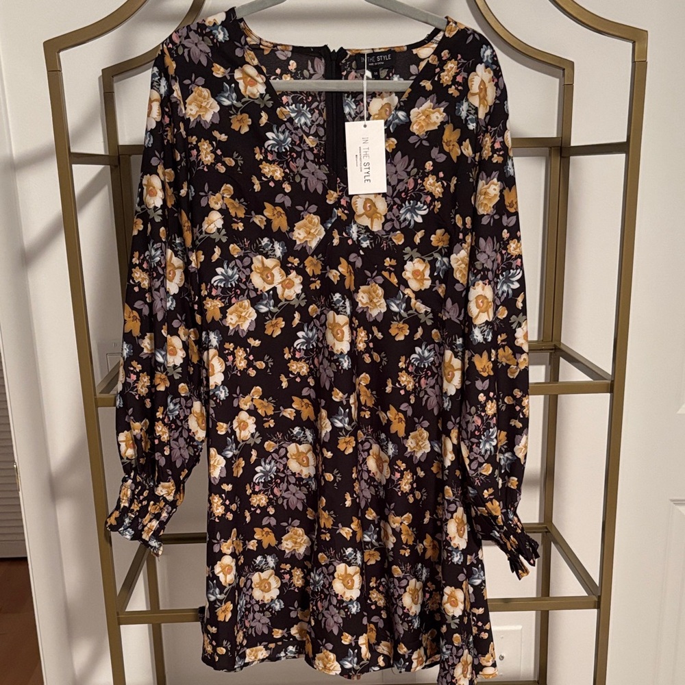 Floral Black Mini Dress
